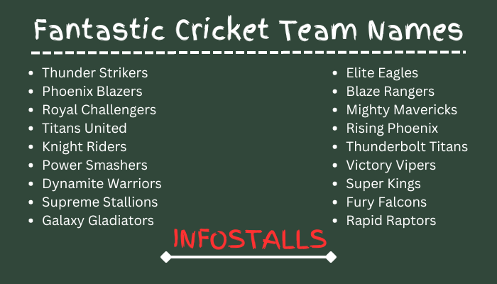 Fantastic Cricket Team Names