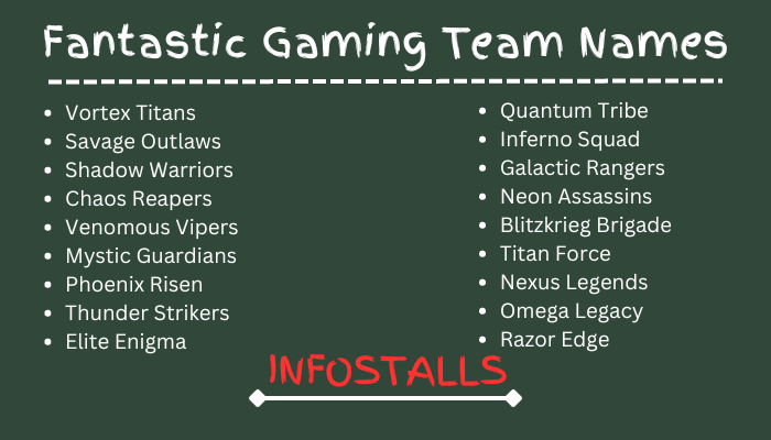 Fantastic Gaming Team Names