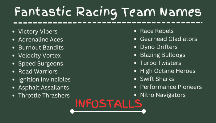 Fantastic Racing Team Names