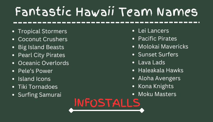 Fantastic Hawaii Team Names