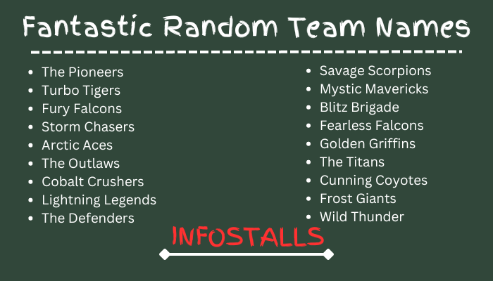 800+ Random Team Names For You - Infostalls