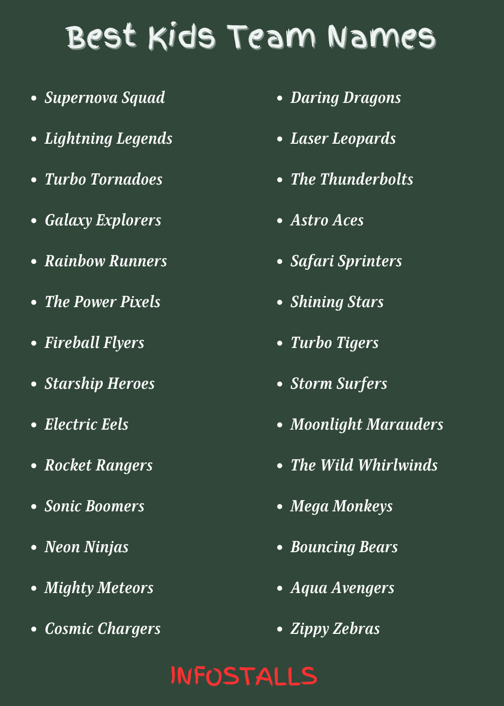 Best Kids Team Names