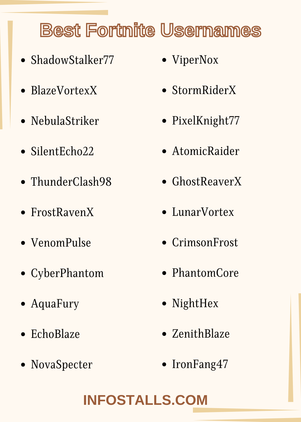 600+ Cool and Best Fortnite Usernames - Infostalls