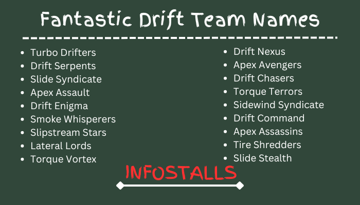 Fantastic Drift Team Names