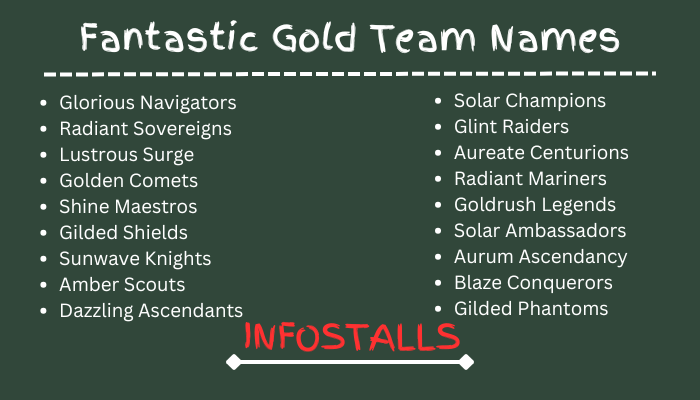 Fantastic Gold Team Names