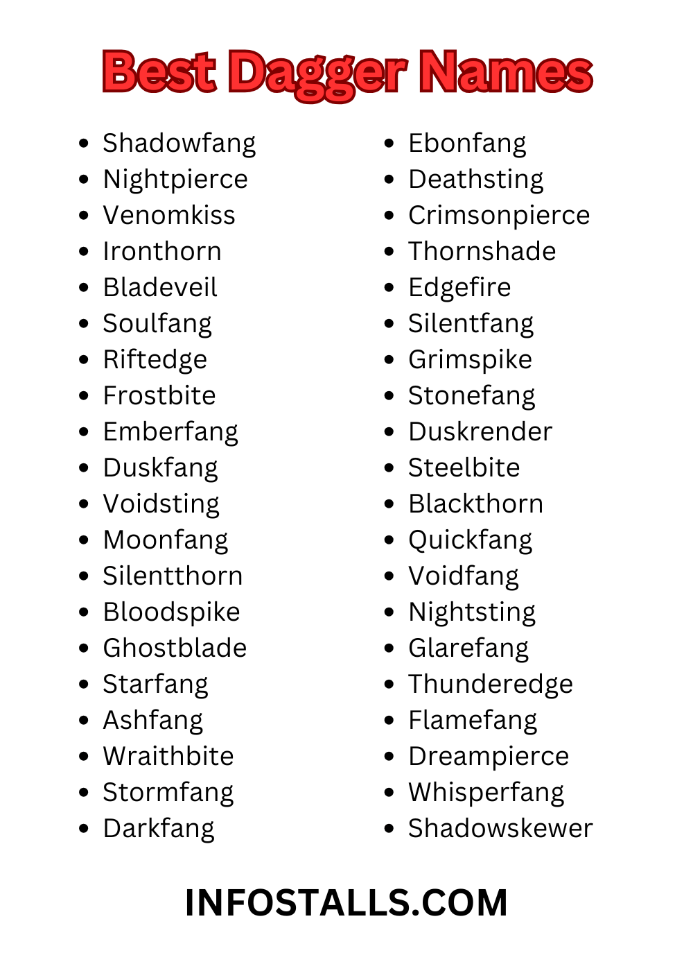Best Dagger Names