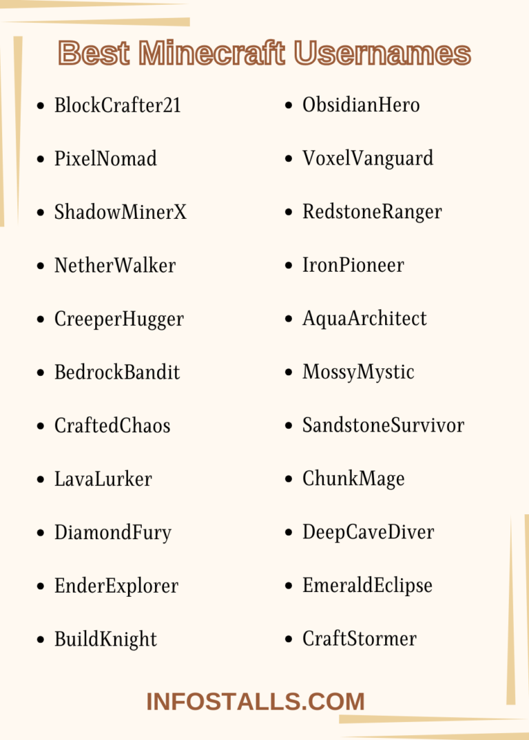 800+ Minecraft Usernames For You - Infostalls