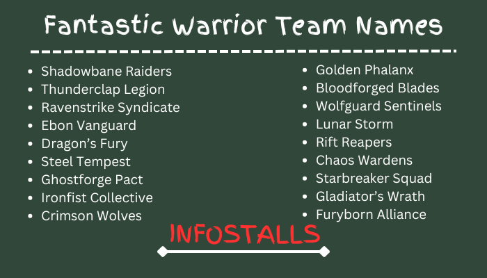 Fantastic Warrior Team Names
