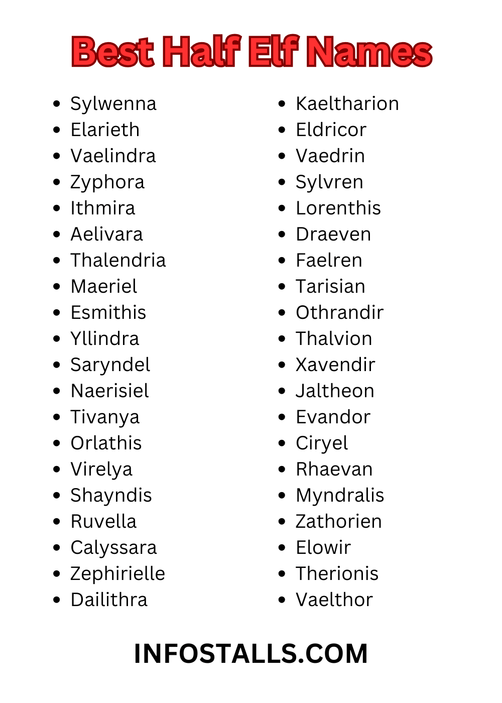 Best Half Elf Names