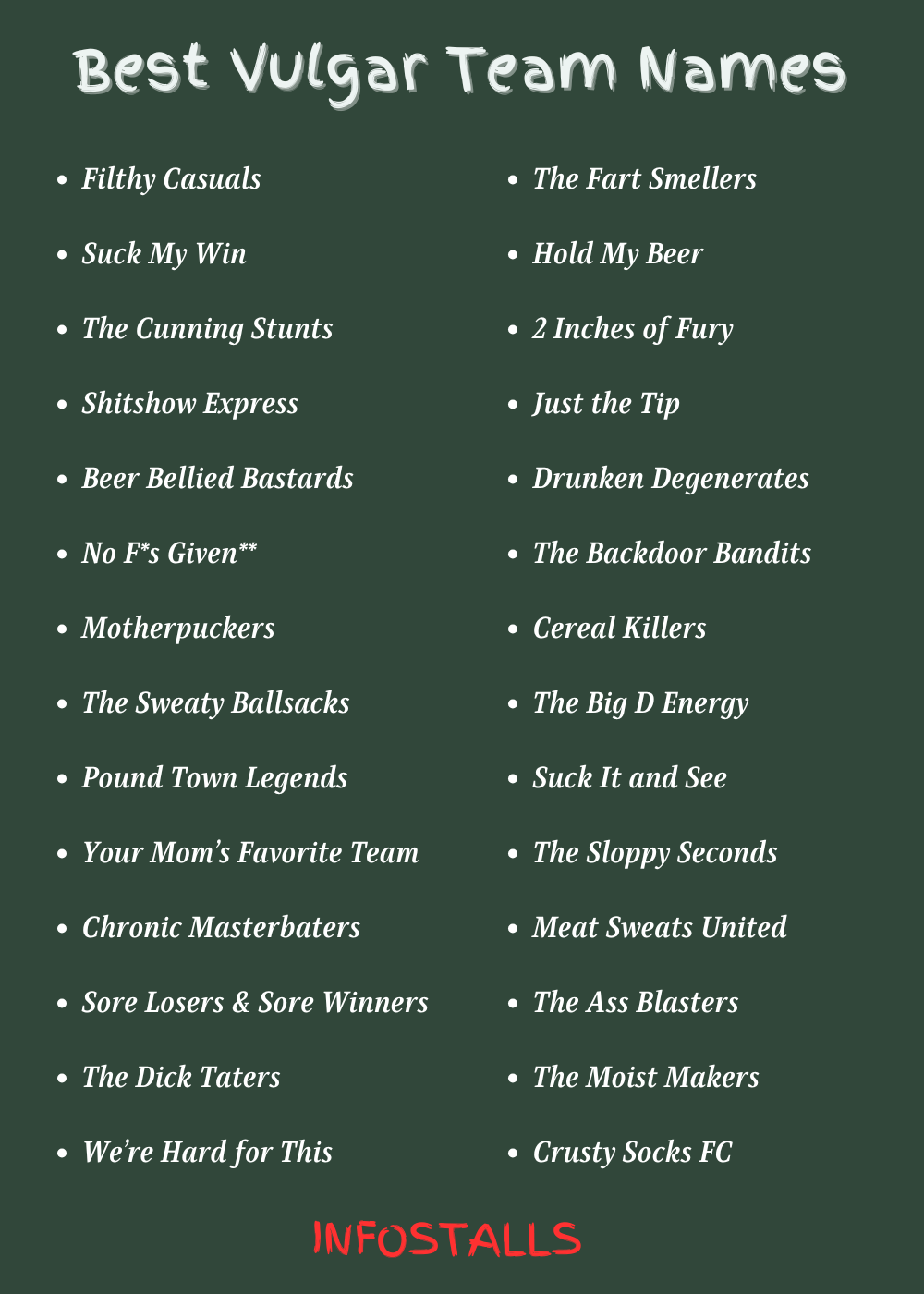 Best Vulgar Team Names